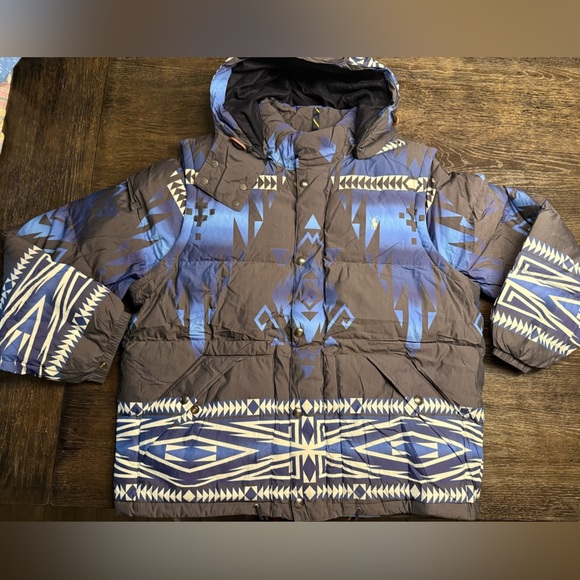 Men’s Polo Ralph Lauren Patterned Puffer Jacket Vest - Picture 2 of 3